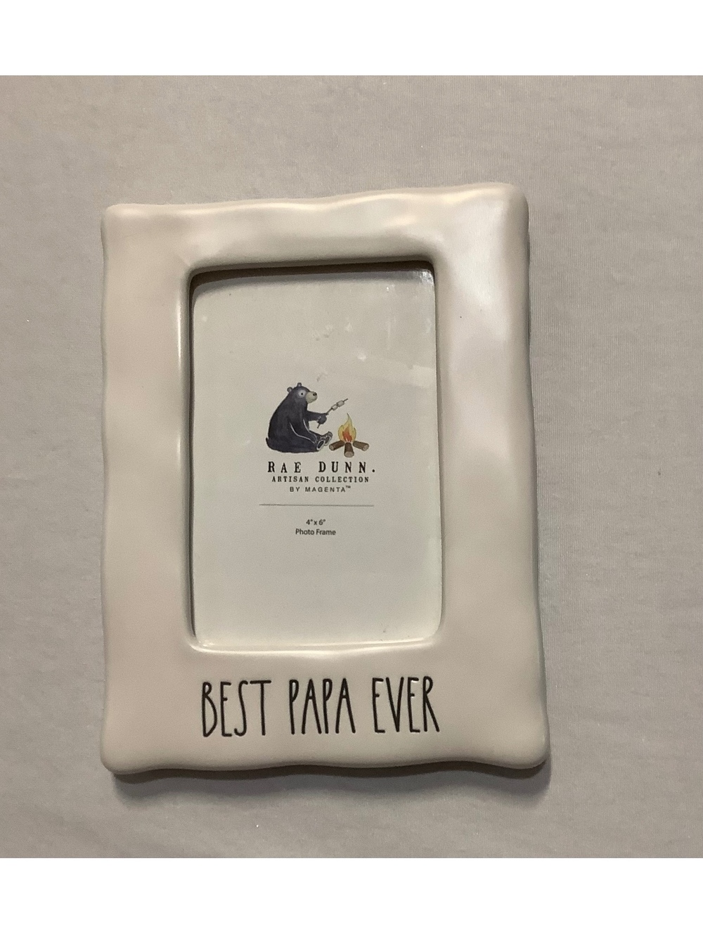 Rae Dunn Best Papa Ever 4x6 Photo Frame White Ceramic